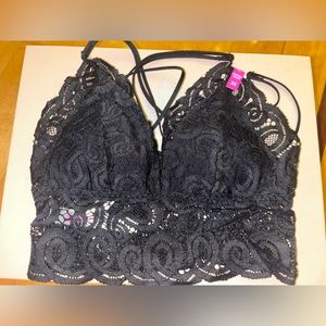 NWT- VS Pink Black Lace Bralette XS